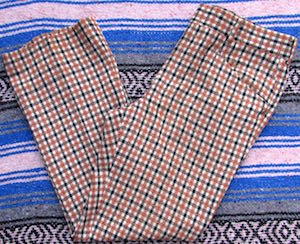 (35x30) Men's Vintage 70's Pants! Red, Navy Blue, Yellow, Off-White Plaid!  Thick-Cotton