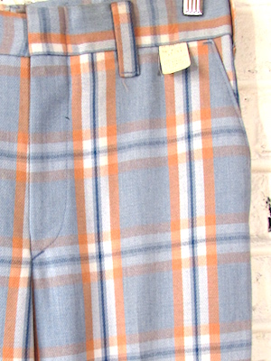 orange and blue plaid pants