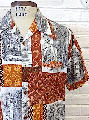 Kleding Jongenskleding Tops & T-shirts Overhemden en buttondowns Hawaiian Shirt ~|~ 1960s ~|~ Brown/Yellow Polynesian Print ~|~ Deluxe Quality Tropical 