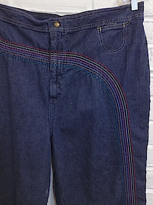 Sazz Vintage Clothing: (40x28) BIG MAN Vintage 70's Disco Jeans W/ Winding  Rainbow Embroidery!