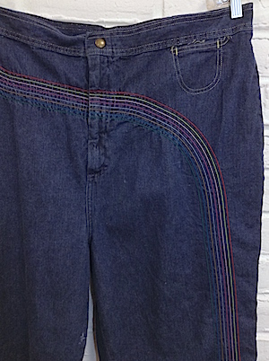 Rainbow stitched jeans -- I had these and LOVED them, so much so that I  wore the stitching off the toosh and used …