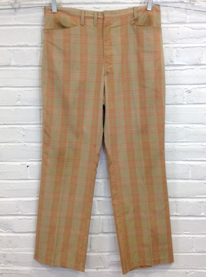 Mens 1970s Flare Trousers, Vintage Tan