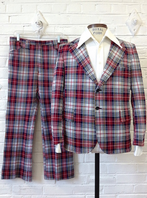 Sazz Vintage Clothing: (41,32x29) Vintage 70s Mens 2pc Disco Suit! Funky  Red, White, Navy & Yellow Plaid!!! As-Is