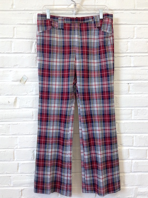 Sazz Vintage Clothing: (41,32x29) Vintage 70s Mens 2pc Disco Suit! Funky  Red, White, Navy & Yellow Plaid!!! As-Is