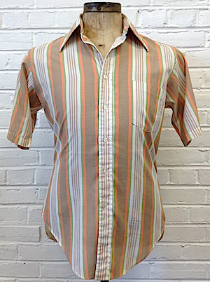 Details about  / Vtg Men/'s 1970s NOS Ely Striped Polyester Dress Shirt sz Large 70s Disco
