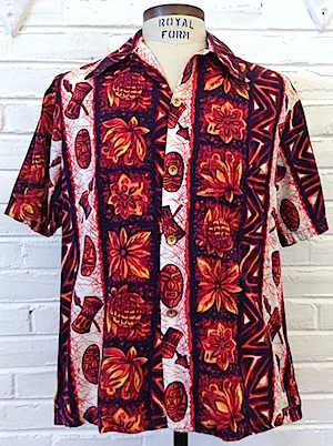 Sazz Vintage Clothing: (L) Vintage Mens 70s Hawaiian Shirt! Black