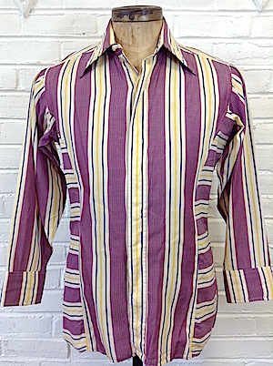 Details about  / Vtg Men/'s 1970s NOS Ely Striped Polyester Dress Shirt sz Large 70s Disco