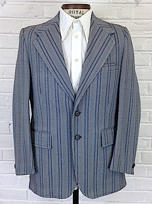 Size Unmarked Knit Poly Suit Jacket Sears The Men's Store 1970s Sports Jacket 70s Red White Striped