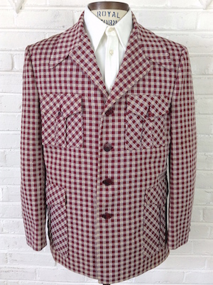 Size Unmarked Knit Poly Suit Jacket Sears The Men's Store 1970s Sports Jacket 70s Red White Striped
