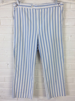 blue white striped pants