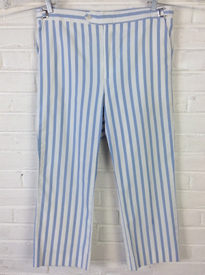 light blue and white striped pants