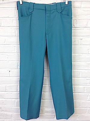 1970s Vintage Pants Bright Turquoise Disco Pants Thick