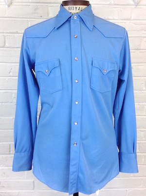 Sazz Vintage Clothing: (M) Mens Vintage 70s HBarC Western Shirt! Sky Blue u0026  Ribbed Textured! As Is!