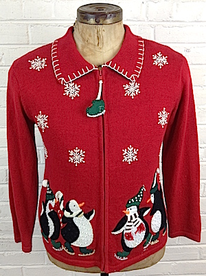 Sazz Vintage Clothing: (mens M) snuggly Ugly Christmas Sweater. Winter  wonderland scene!