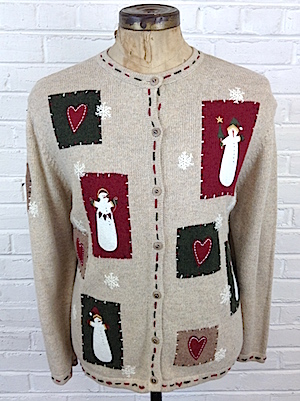 Sazz Vintage Clothing: (mens M) snuggly Ugly Christmas Sweater. Winter  wonderland scene!