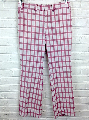 Sazz Vintage Clothing: (34x29) Mens Vintage 70s Disco Pants! White & Pink  Windowpane Plaid!