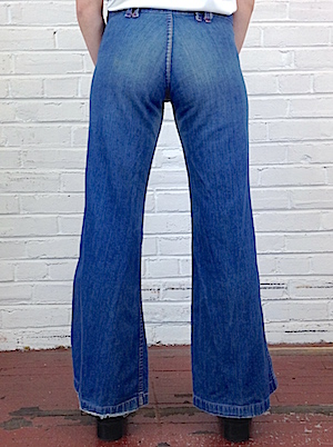 Sazz Vintage Clothing: (31x30) Womens 1970s Jeans! Faded BELL BOTTOMS w/  Red Top Stitching!