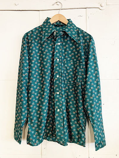 Sazz Vintage Clothing: (M) Mens Vintage 70s Disco Shirt. Dark