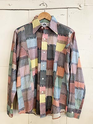Sazz Vintage Clothing: (M) Mens Vintage 70s Disco Shirt. Yellow, Red, Blue,  Black & Purple Patchwork Squares Print.