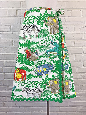 Wrap Skirt. Whimsical Zoo animal print 