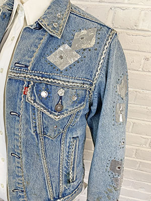 Sazz Vintage Clothing: (S)Womens 80s/90s Vintage Embellished Levis Jean  Jacket! Silver Rik Rak & Sparkle. As-Is.