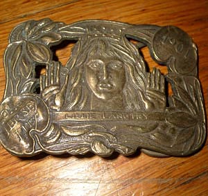 Sazz Vintage Clothing: Vintage Belt Buckle Lillie Langtry Jersey Lily  (Victorian lady). Brass