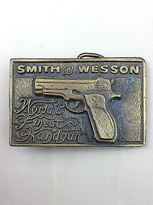 VINTAGE 1989 *SMITH & WESSON HANDGUNS GUN & FIREARM COMPANY BELT BUCKLE B300 NEW 