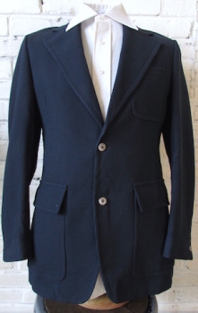 (37) Men's Vintage 70's Blazer. Awesome Navy Blue Textured Double Knit Polyester!