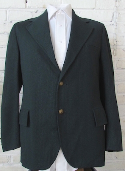 (41) Men's Vintage 70's Blazer. Texturized Deep Forest Green