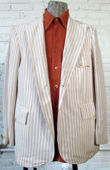 (41) Men's Vintage 70's Blazer.  Red and White Vertical Stripes!  Ice Cream Man-esque!