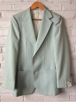 (35) Boys Vintage 70s Polyester Disco Blazer! Light Blueish Green!