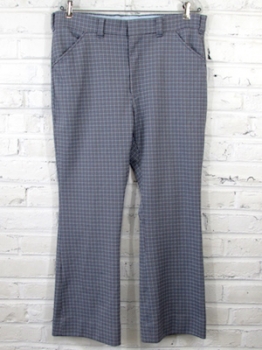 (37x28) Men's Vintage 70's DISCO Pants!  Blue, Gray and Burgundy Plaid!