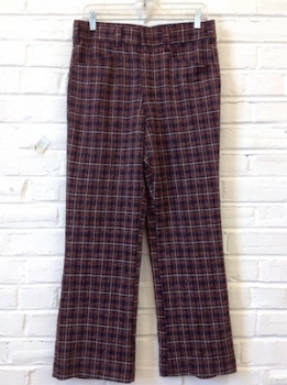 (32x27) Men's Vintage 70's Disco Pants! Shades of Brown, White & Black Plaid