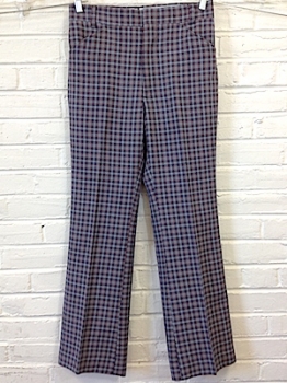 (31x30) Mens Vintage 70's Disco Pants! Gray, Navy and Rust Plaid!