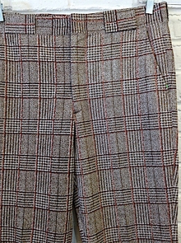 (34x28) Mens Vintage 1970's DISCO Pants! Shades of Brown, Tan, Funky Plaid Pattern!