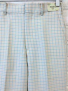 (27x37) Men's Vintage 70's Disco Pants. Green, Golden Yellow & White Plaid! Unhemmed.