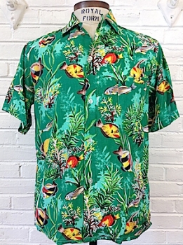 (S) RARE 1940s men's rayon Hawaiian tikki shirt UNWORN!