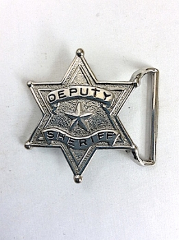 Vintage Belt Buckle Silver Star DEPUTY SHERIFF smaller size