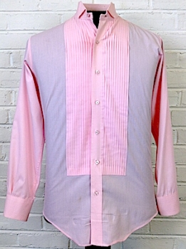 (33" chest) Kids Vintage 1970s Pleated Tuxedo Shirt! Pale PINK!