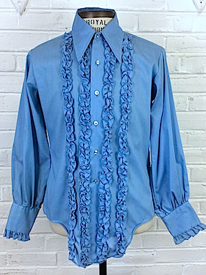 Sazz Vintage Clothing: (S) Mens 1970's Ruffled Tuxedo Shirt! Light Blue ...