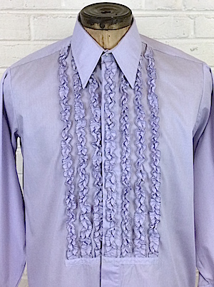 (XS/S) Mens 1970's Ruffled Tuxedo Shirt! Lavender w/ 7 Rows of Ruffles ...