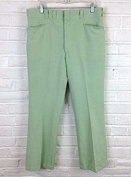 (35x28) Vintage 70s Mens Polyester Disco Pants! Funkalicious Mint Green!