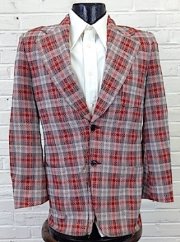 (32" Chest) Boys Vintage 70s Disco Blazer! Funky Red, Brown & Off-White! As-Is