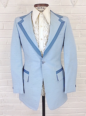 (36) Men's Vintage 1970s Tuxedo Jacket. Speckled Textured Powder Blue ...