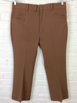 (40x27) BIG MAN Vintage 70s Disco Pants! Cocoa Brown Polyester Flares!