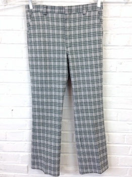 (33x28) Mens Vintage 70s Disco Pants! Green & Off-White Plaid W/ Green & Brown Specks!