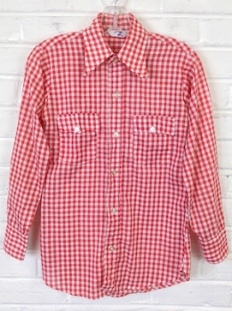 (33" Chest) Boys Vintage Big "E" Levis Western Shirt! Red & White Gingham Print!