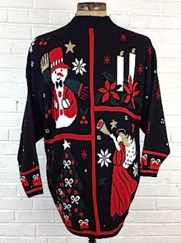 (mens 2XL) Super Soft Ugly Xmas Sweater! Snowman, Angel, Tree & Candles!