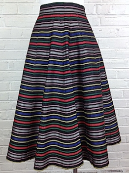 (25" Waist) Women's Vintage 50's Swing Skirt. Rainbow Striped Taffeta Ribbon Skirt!