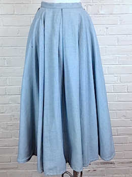 (30" waist) Women's Vintage 50's Circle Skirt. Chambray w/ Rhinestone Trim. As-Is